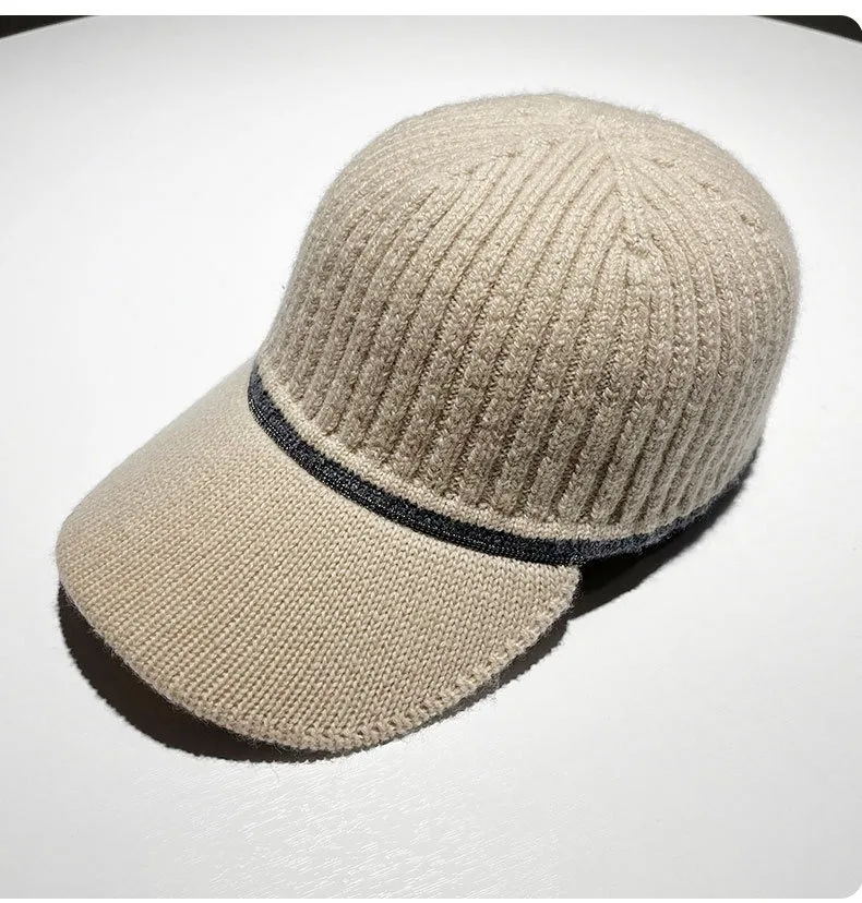Embellished Wool Baseball Caps Women Men Knitted Hat