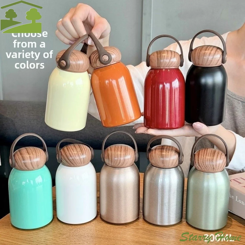 Durable 300ml Thermal Water Bottle Mini Stainless Steel Vacuum Thermos Cup with Handle Retro Coffee Mug Sports Activities