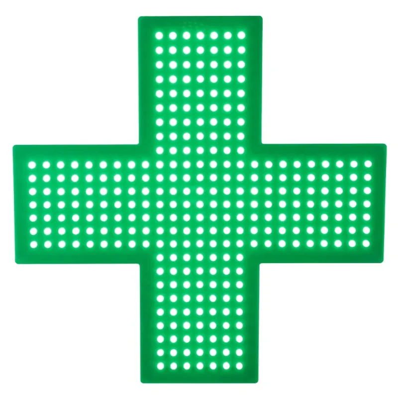 

19 * 19 Ultra Bright Green Light Emitting Diode Pharmacy Cross Display