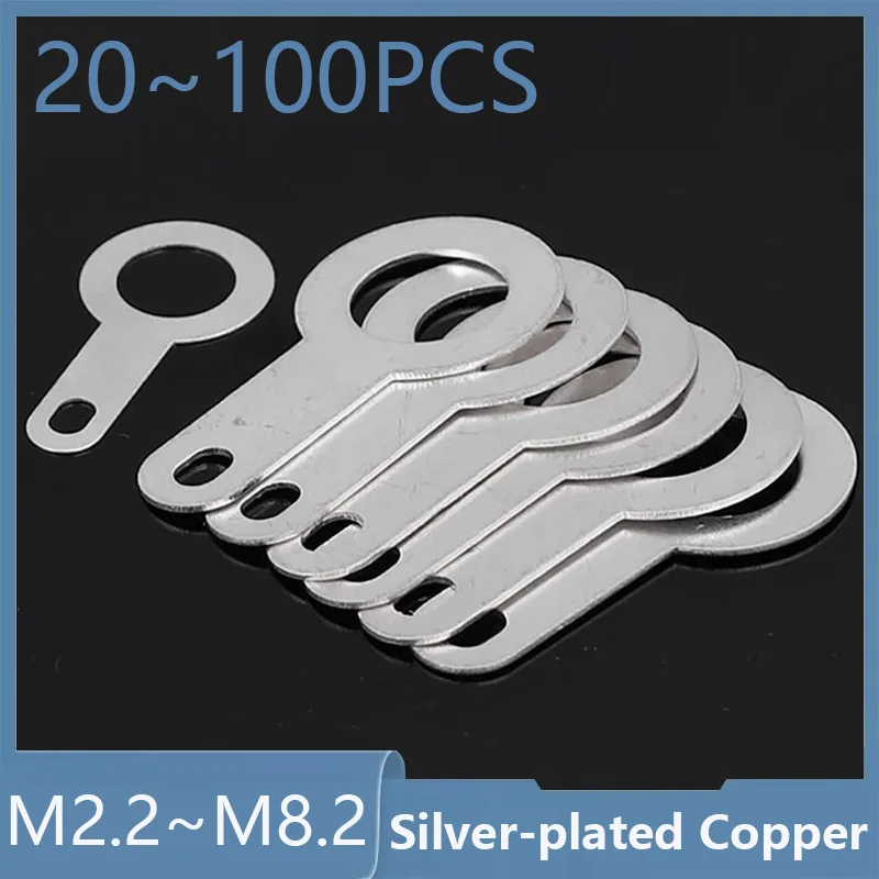 Silver-plated Copper Single Head Soldering Terminal M2.2M2.7M3.2~M8.2 Solder Circular Weld Washer Welding Sheet Soldering Lug