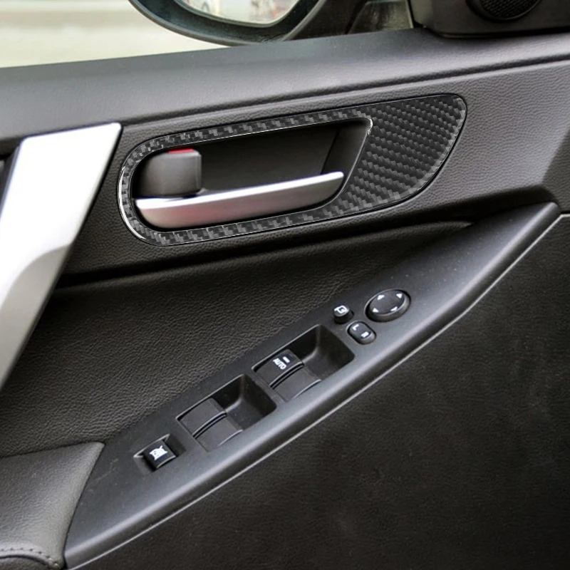 Car Interior Door Handle Bowl Frame Cover Trim Carbon Fiber Car Styling Accessories For Mazda 3 Axela 2010 2011 2012 2013