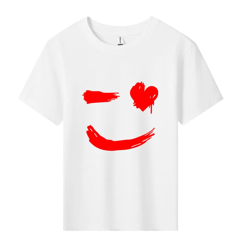 Summer Children Cute Short-sleeved Boys and Girls Tee Funny Smiling Face Tshirt Comfortable Joker Short Sleeves Fashion Kids Top