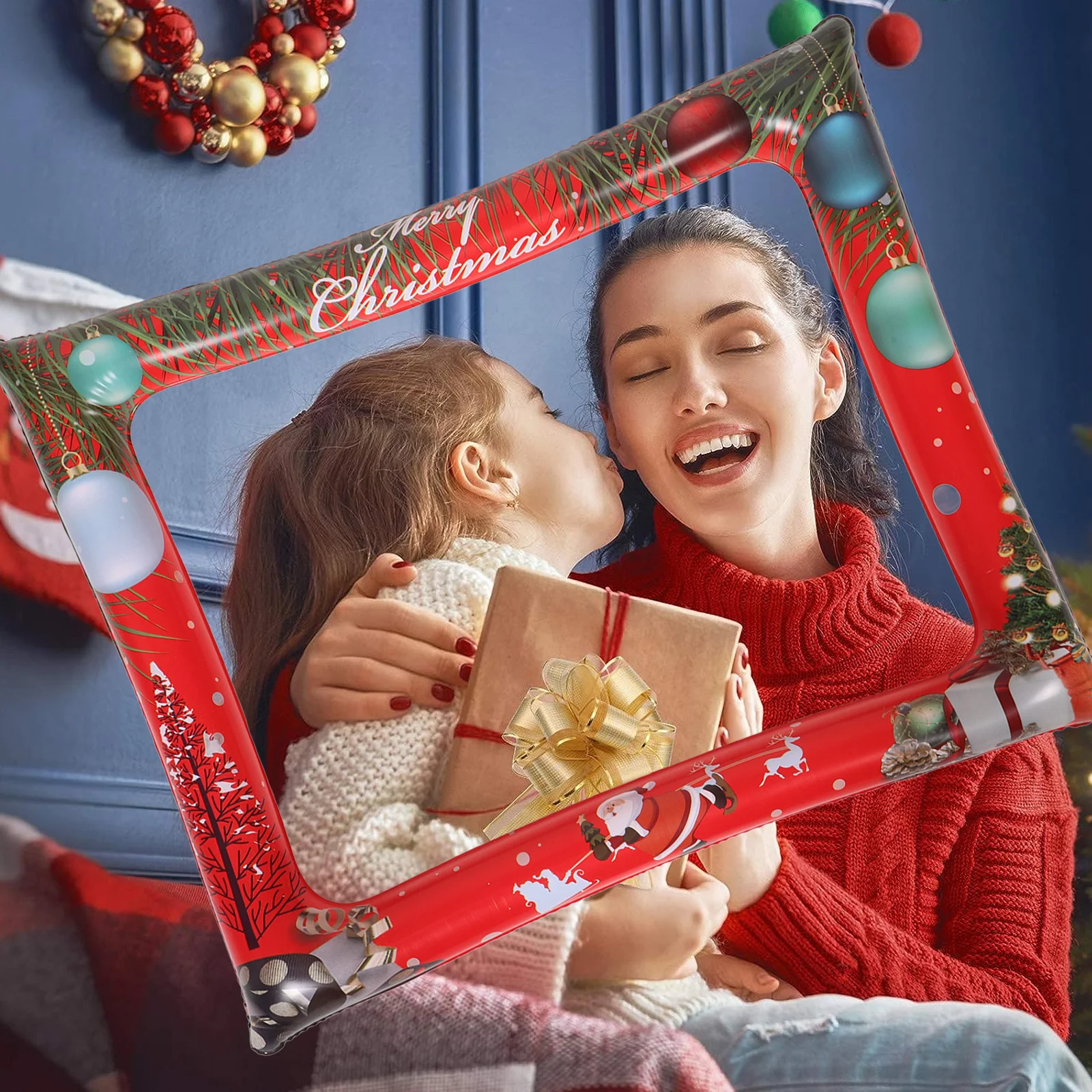 

Inflatable Christmas Photo Booth Frame Unique Selfie Prop for Xmas Party Party Photo Supplies Proposal Decorations