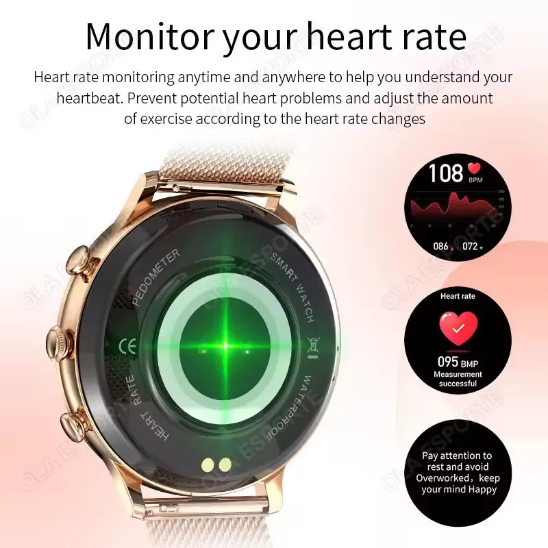 Women Smart Watch Double Strap Heart Rate Sleep Monitoring Wireless Call Voice Assistant Waterproof Smartwatch For Android IOS
