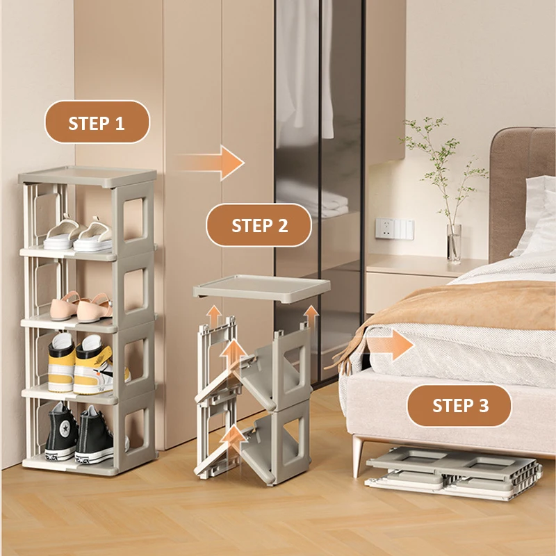 3 Tier Shoe Hanger Foldable Shoe Rack High Heel Sneaker Shelf Installation-free Shoe Hanger Stackable Shoe Stand Organizer