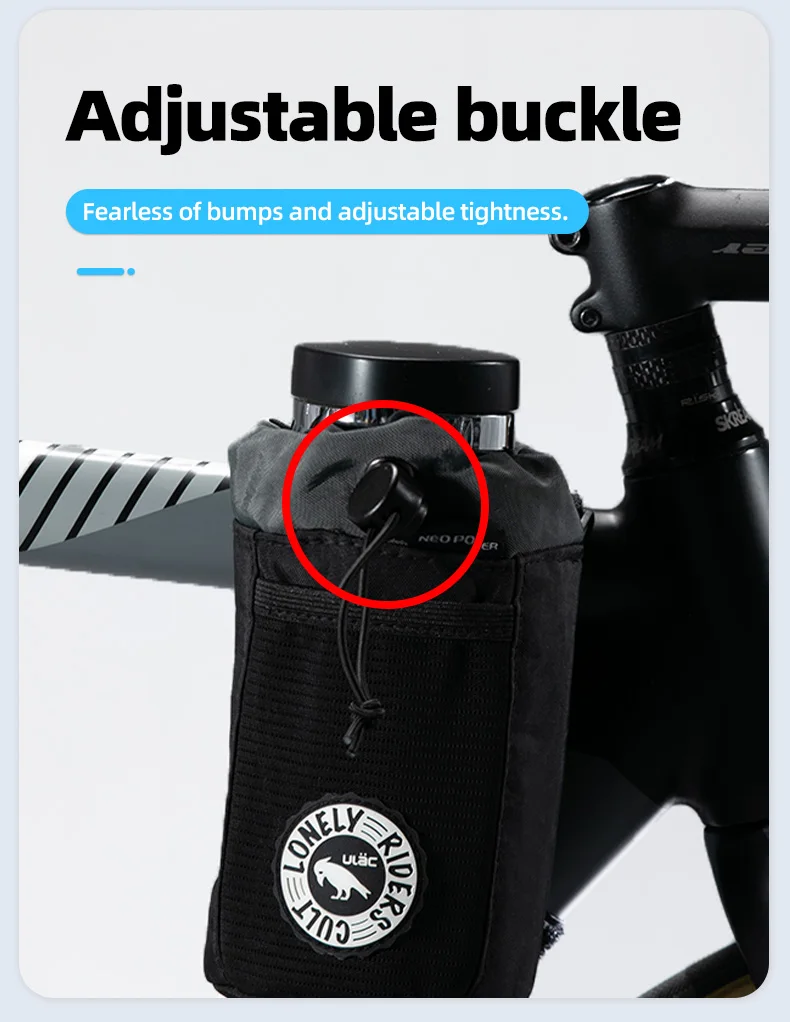 ULAC Fahrrad-Lenkertasche, 1/1,1 l, MTB, Rennrad, Roller, C-HOLD, wasserdichte Vorbautasche, Radfahren, Wasserflaschentasche mit abnehmbarem Streifen – Detail 7