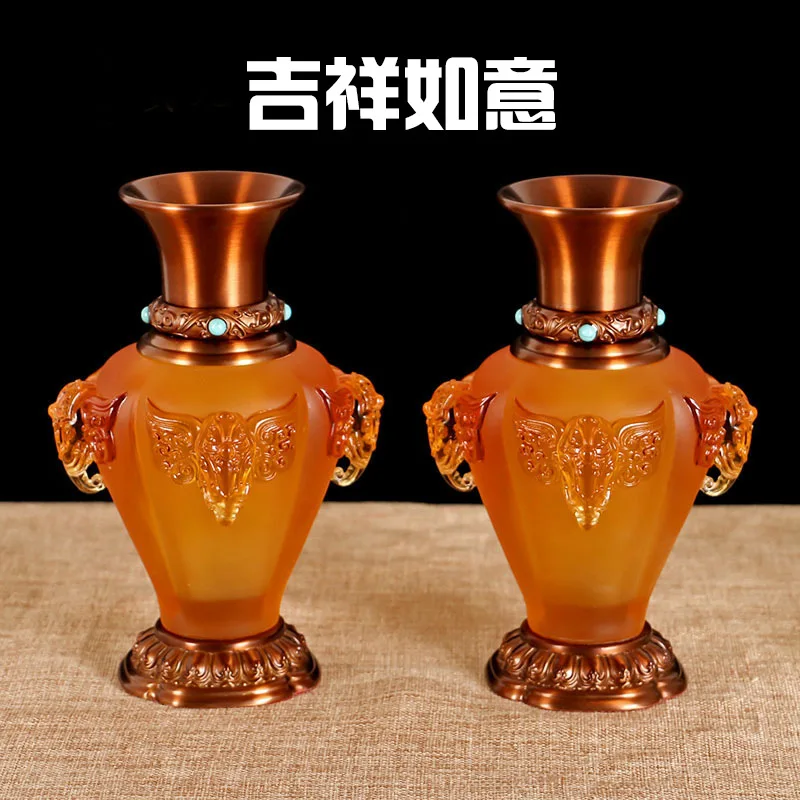 FJ Glazed Buddhist utensils set, vase serving plate,incense burner, holy water cup serving cup, Buddhist hall offering utensils