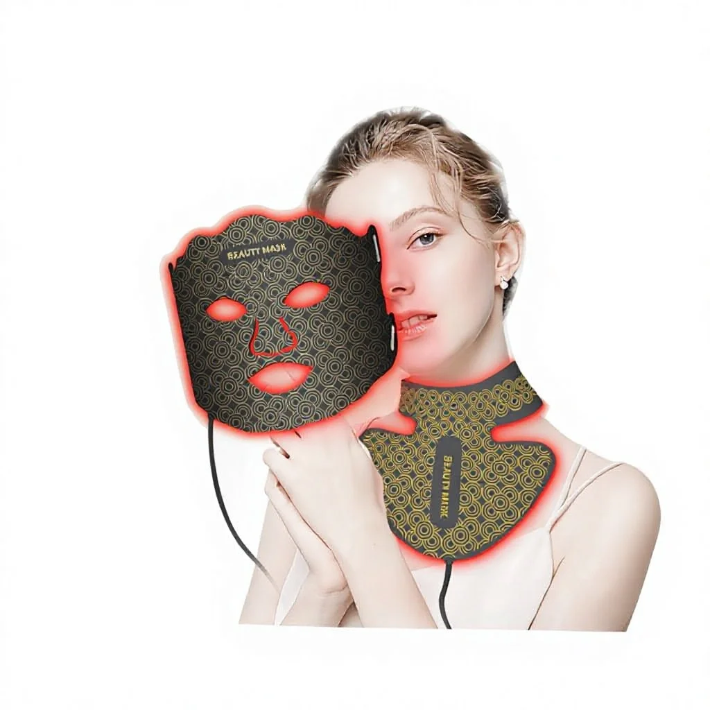 7 Color Silicone Hand Held Face Mask Neck Attachment Red-light Beauty Device Home-use LED Facial Machine