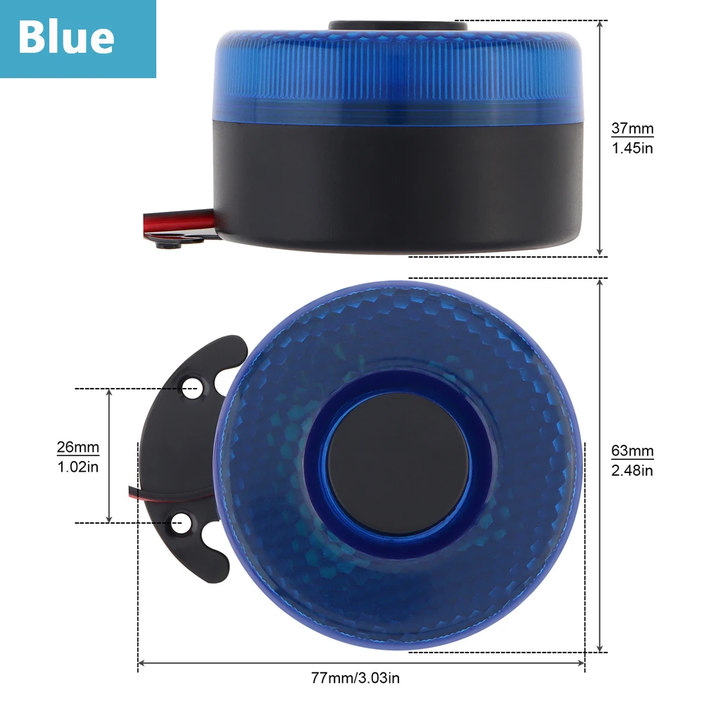 12V / 24V Reverse Accessories Beeper Horn Vehicle Auto Warning Back Up Car Reversing Alarm Speaker Buzzer Siren with Red/ Blue