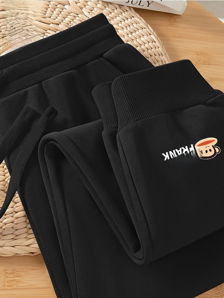 

Heavyweight Cuffed Sports Sweatpants Men's Spring New Casual Long Trousers Youth Loose Fit Elastic Waist Print