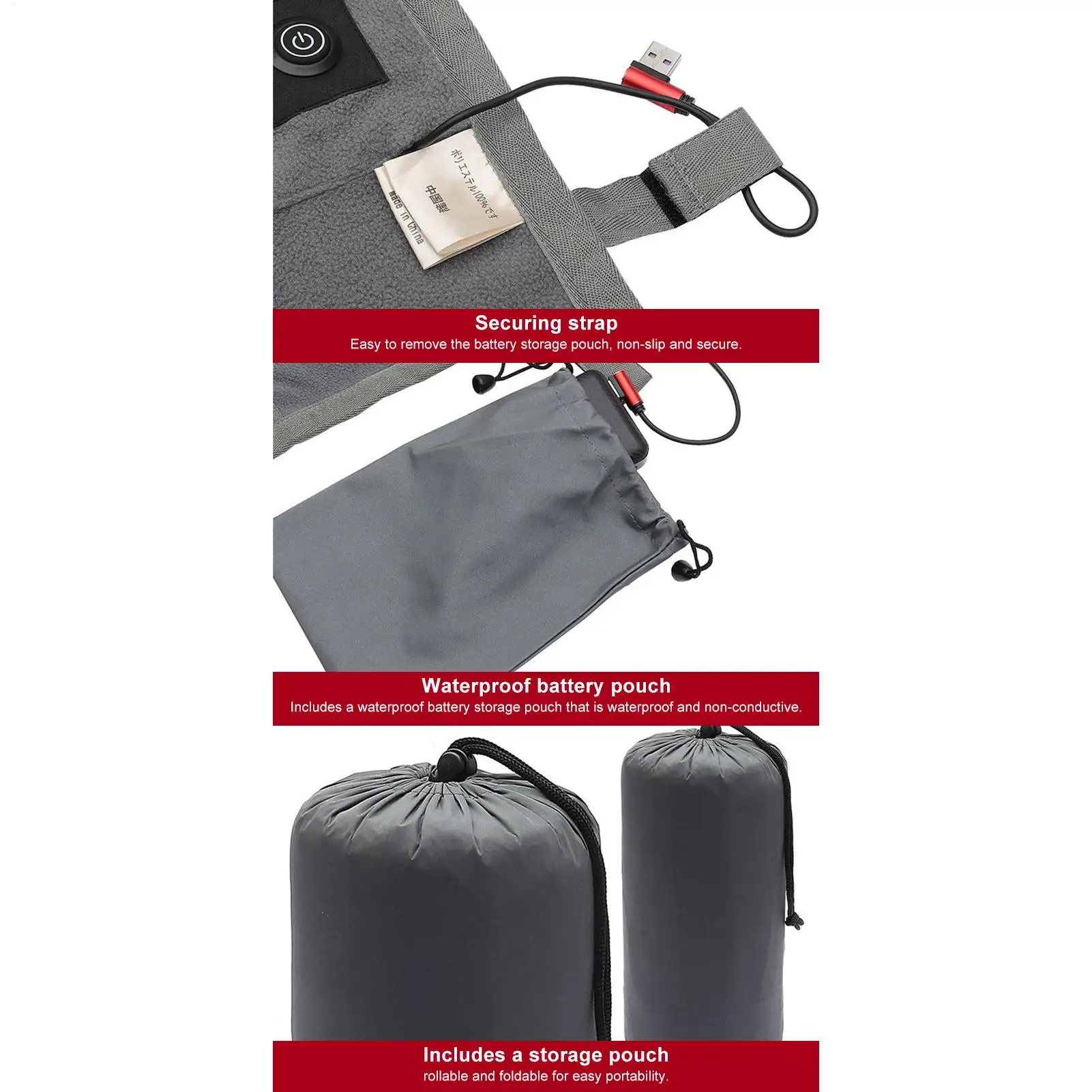 في الهواء الطلق USB التدفئة بساط نوم طوي العزل الدافئ التخييم ساخنة النوم فراش قابل للتعديل كيس النوم حصيرة بطانية #4