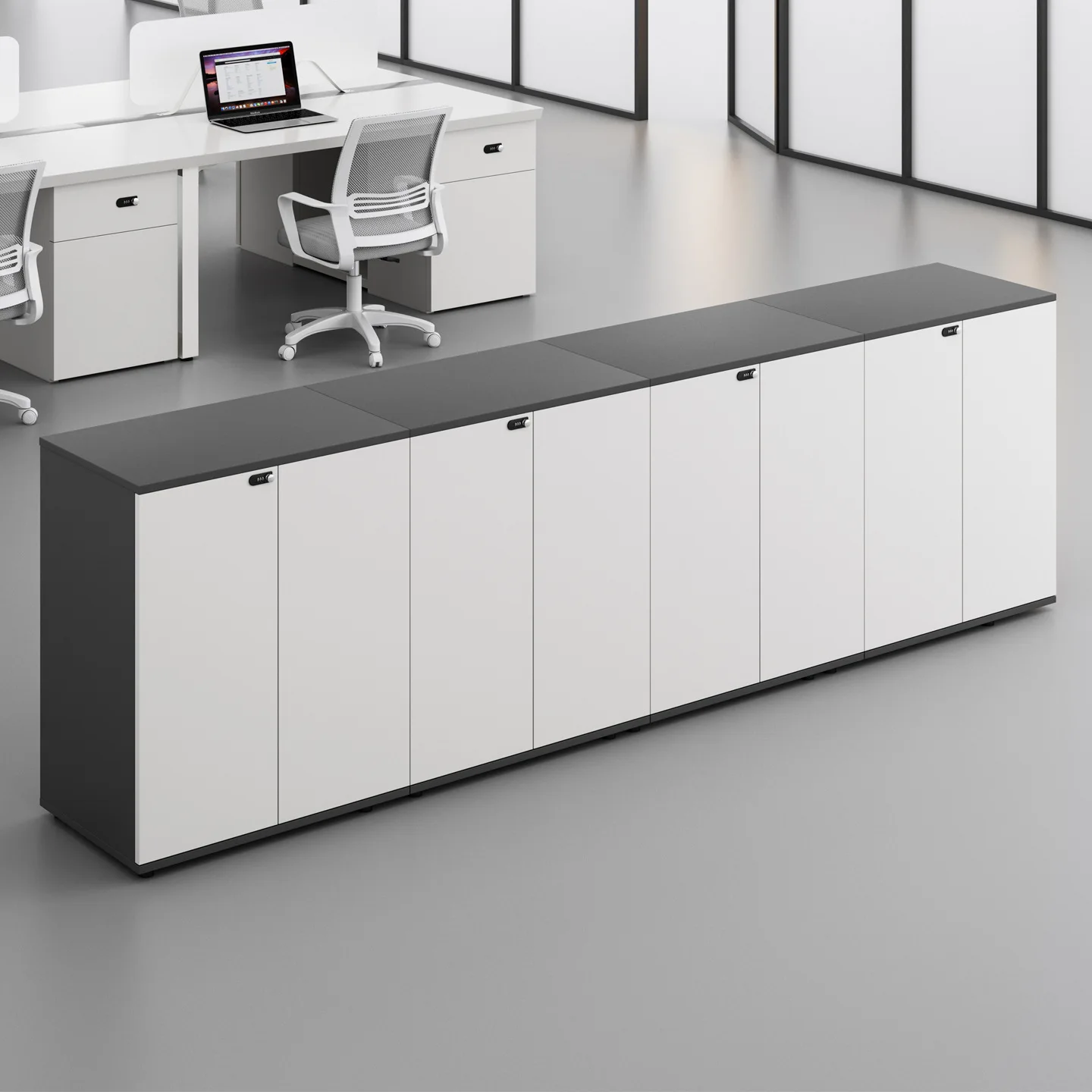 File Cabinet Low Cabinet Wooden Desk Edge Partition Cabinet Office Storage  Data  Lock Printer Locker