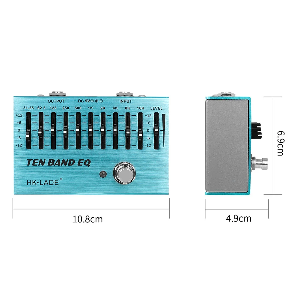 Pedal eq de 10 bandas, equalizador, pedal de efeito de guitarra, true bypass para guitarra, baixo, instrumentos de cordas, acessórios