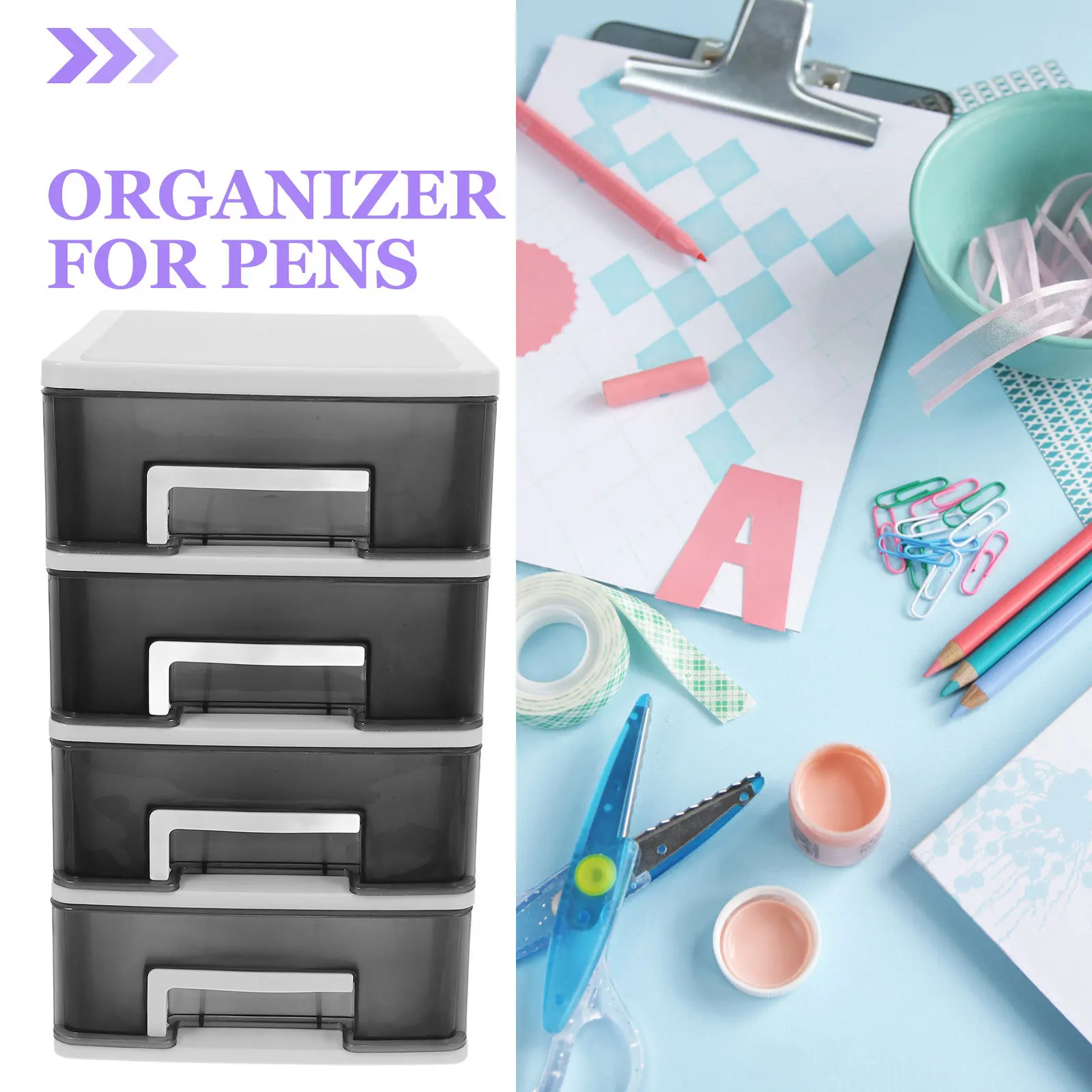 

Four-Layer Desktop Plastic Storage Cabinet Drawer Type Closet Portable Multifunction Dustproof Storage Rack for Home Office