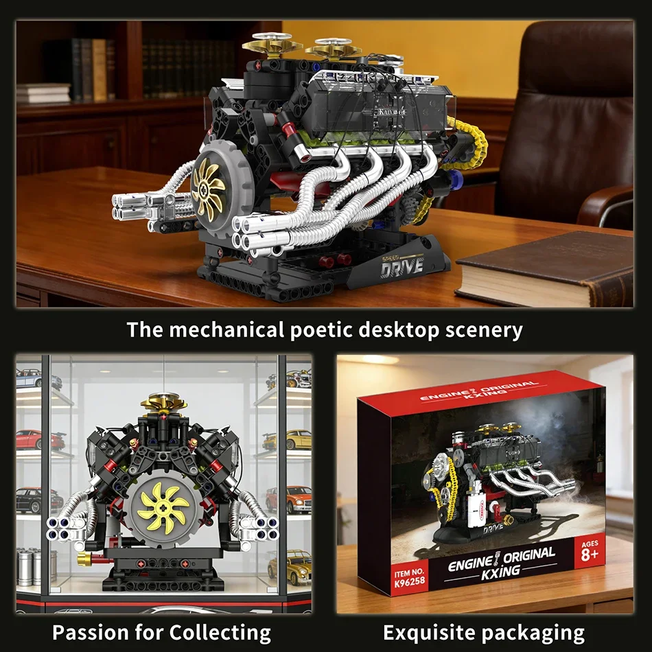 

Конструктор MOC: Двигатель для гоночного маслкара, технический спортивный автомобиль Viper GT V8, набор строительных блоков, подарки для взрослых и детей