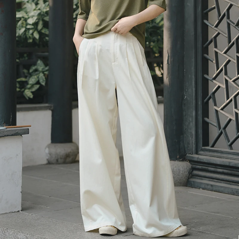 High Waist Wide Leg Pants Women New Arrival 2026 Spring Simple Style Solid Color Loose Female Basics Casual Trousers M2502