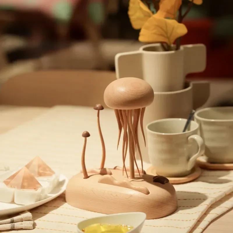 Wooden mechanical jellyfish Creative smart tabletop decoration holiday gift Wooden crafts