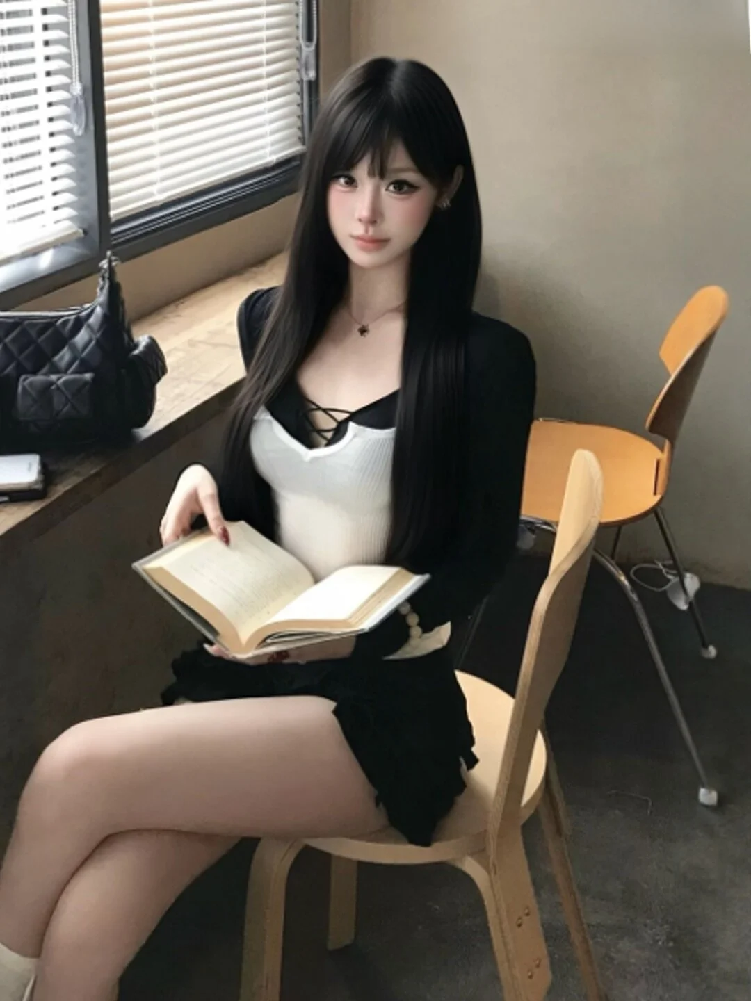 

Soft Style White Inner Wear Three Piece Set Beautiful Open Cardigan Spring Fashion Women's Comfortable Regular Fit Cotton Suit