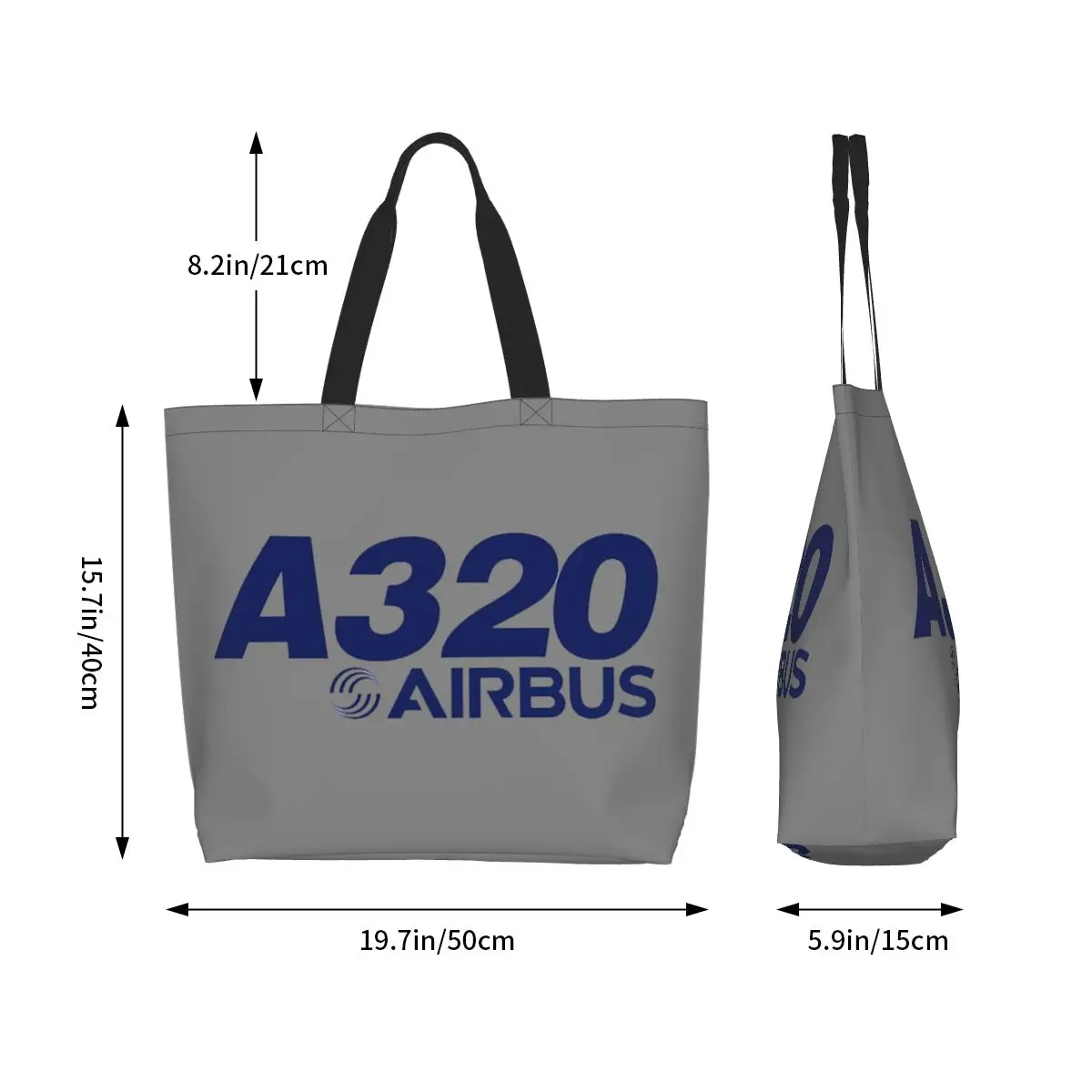 حقيبة تسوق بشعار Airbus A320، حقيبة كتف من القماش ذات سعة كبيرة، حقيبة يد للمتسوقين والبقالة للنساء