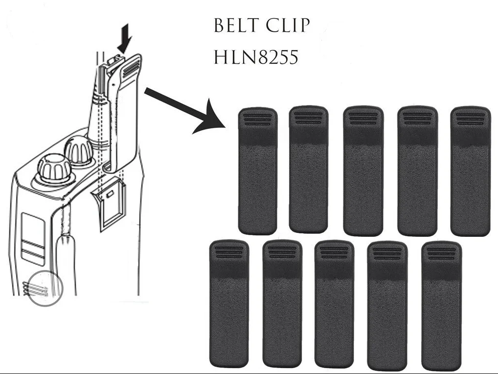 

10 шт. HLN8255 3-дюймовый зажим для ремня для P1225 CP150 CP185 CP200D PR400 EP450 DEP450 GP3688 двустороннее радио