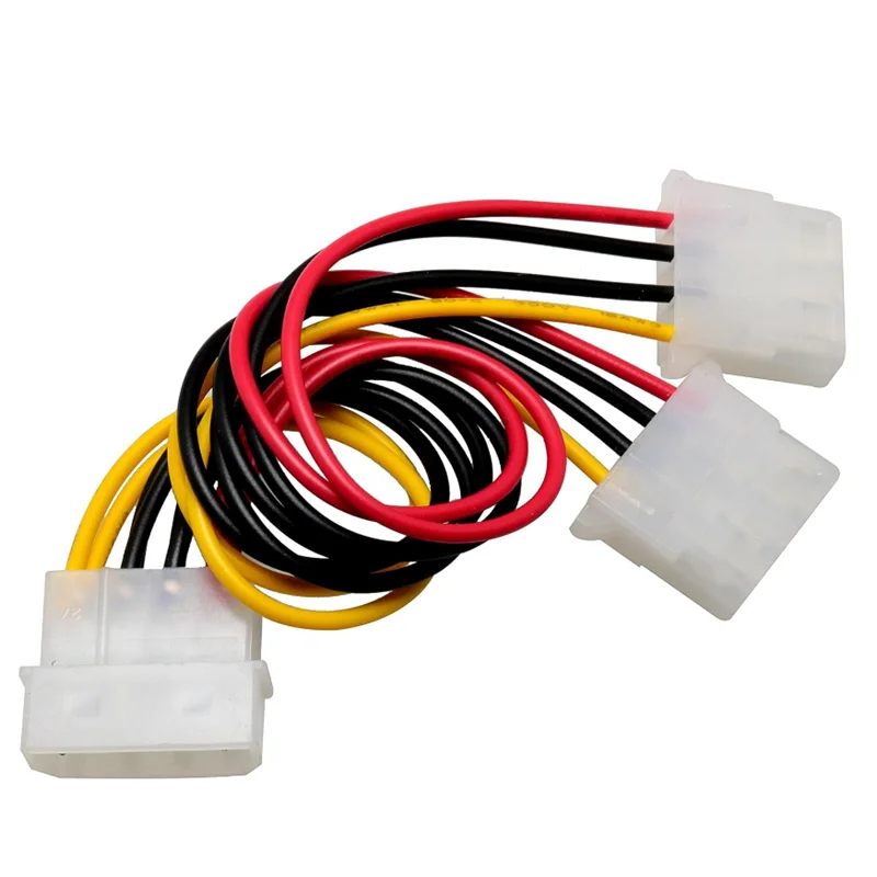 4 Pin Y-Splitter IDE Extension Adapter 2PCS 20cm/7.9inch 4-Pin Molex Male to Dual Female D-Type Power Cables
