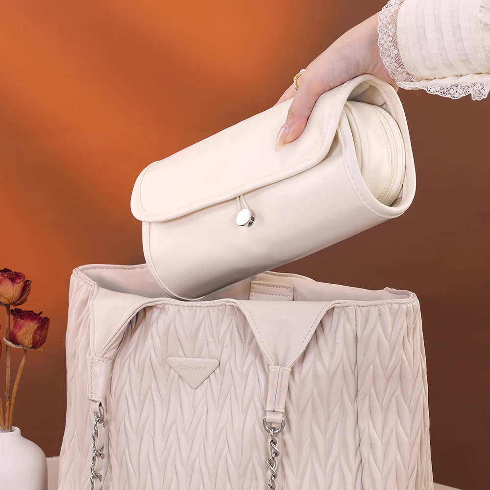 女性用メイクブラシ洗面用具オーガナイザー防水トラベルメイクアップ収納ポーチ女性用大容量ポータブル化粧品ケースバッグ