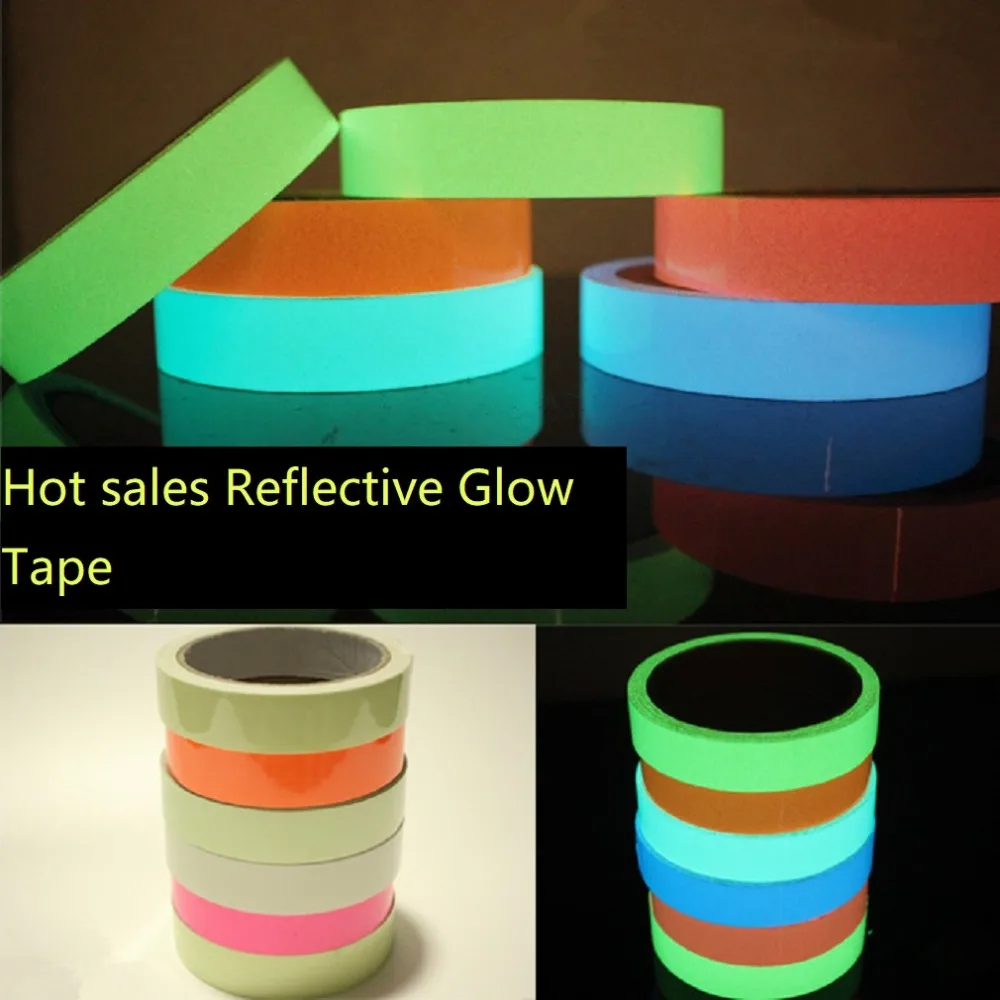 2018 NEW PVC Reflective Glow Tape Multi-Color Self-adhesive Sticker Removable Fluorescent Glowing Dark Striking Warning Tapes