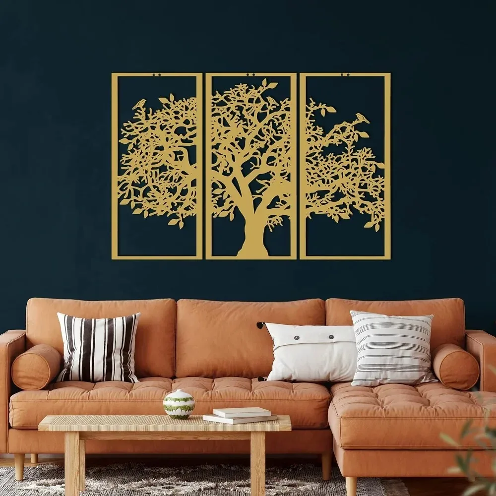 CIFBUY Iron Wall Art Tree of Life Metal Waterproof Sculpture For Home Living Room Hanging Decor Family Gift