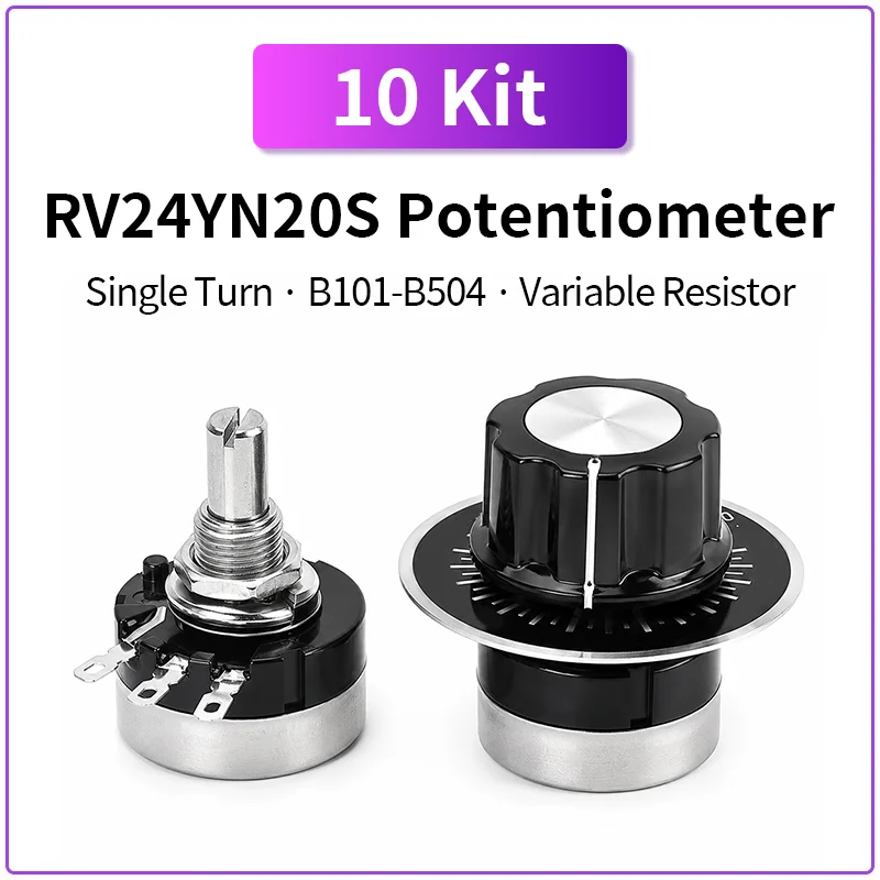 10Kit RV24YN20S Carbon Film Potentiometer B103 B502 10K 50K B101-B504 Single Turn Variable Resistor with Knob