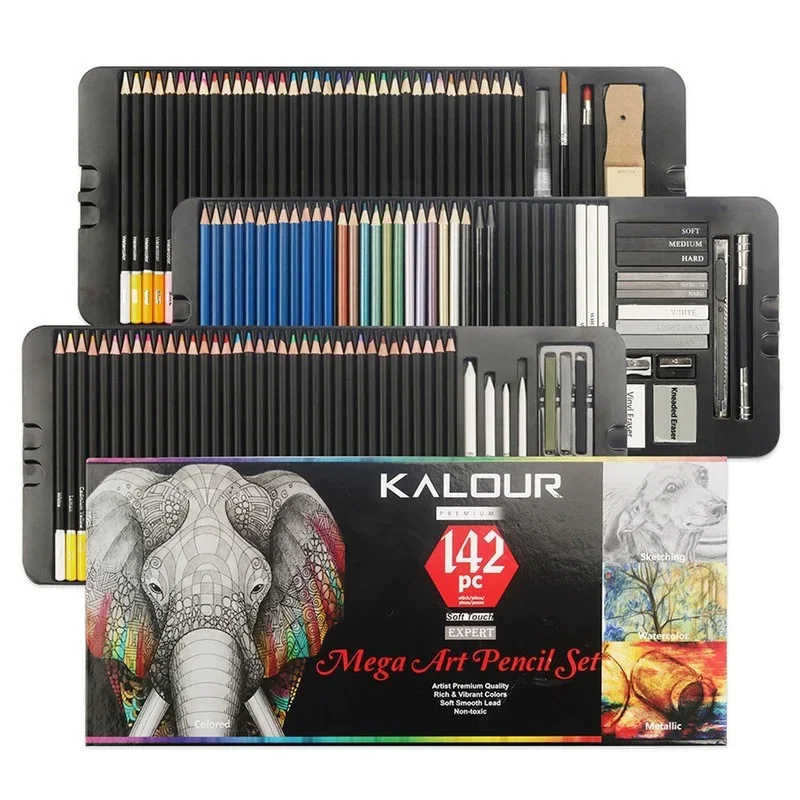 142pcs-color-pencils-set-professional-durable-artist-drawing-pencil-sketching-kits-stationery-painting-for-beginners-supplies