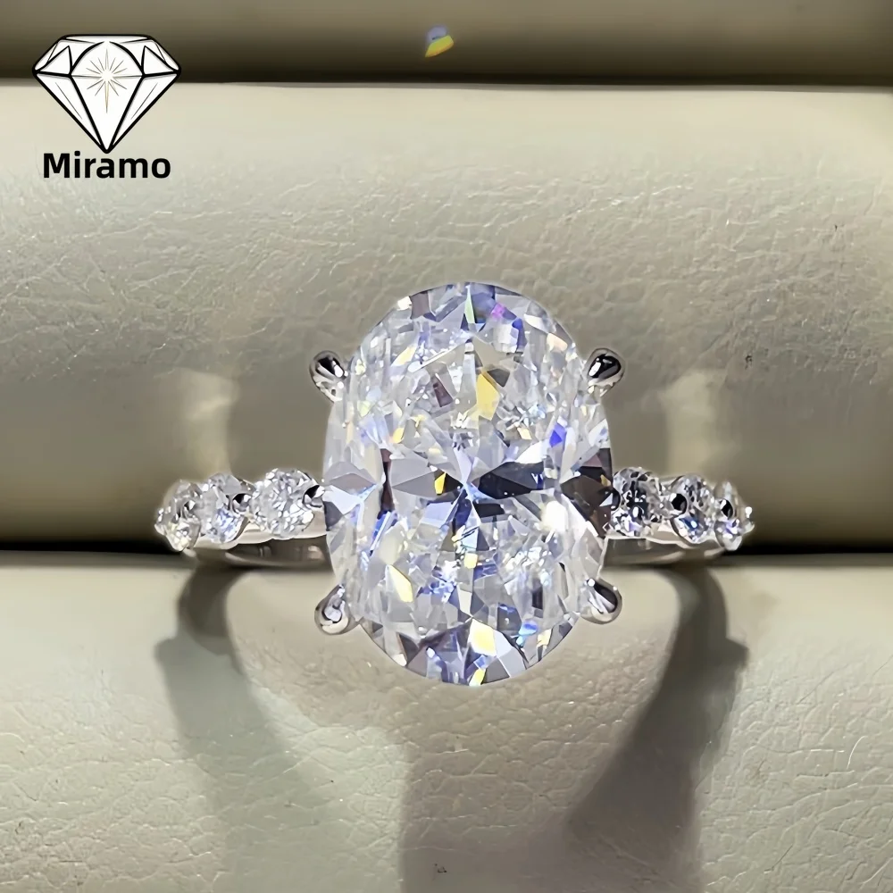 3/5/8Ct Oval Cut Halo Band Full Moissanite Engagement Ring Luxury Wedding Rings Women's S925 Sterling Silver with Certificate