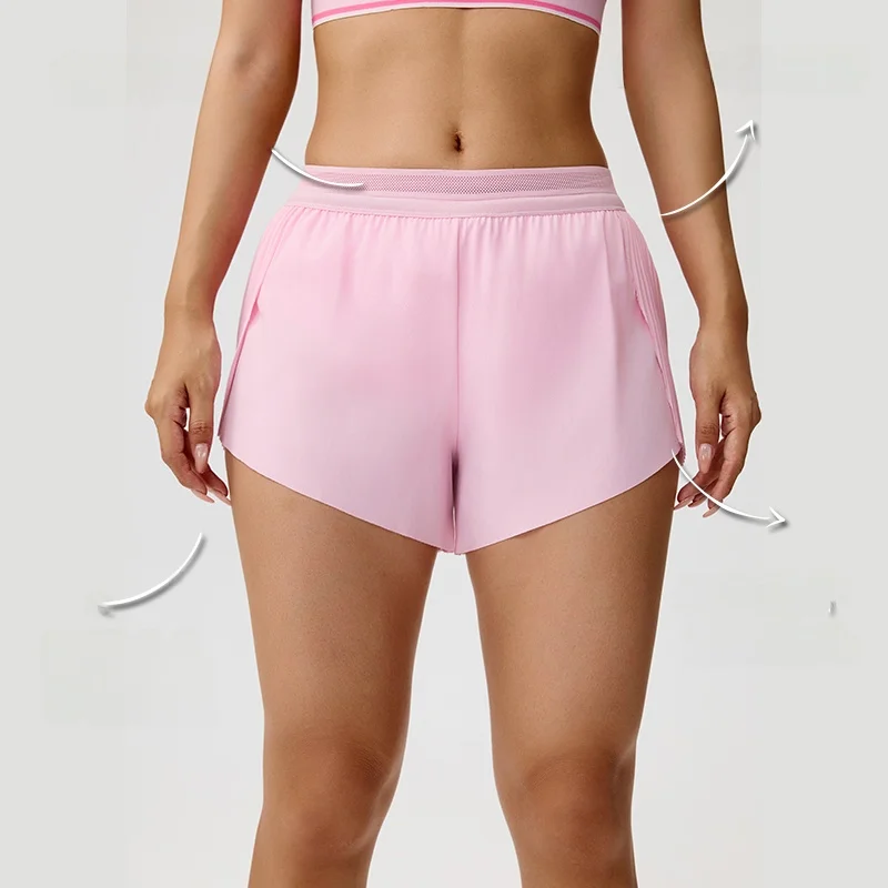 Women's Sport Shorts Summer New Anti-Light with Inner  Pocket Yoga Fitness Running Training Three-quarter Length Pants