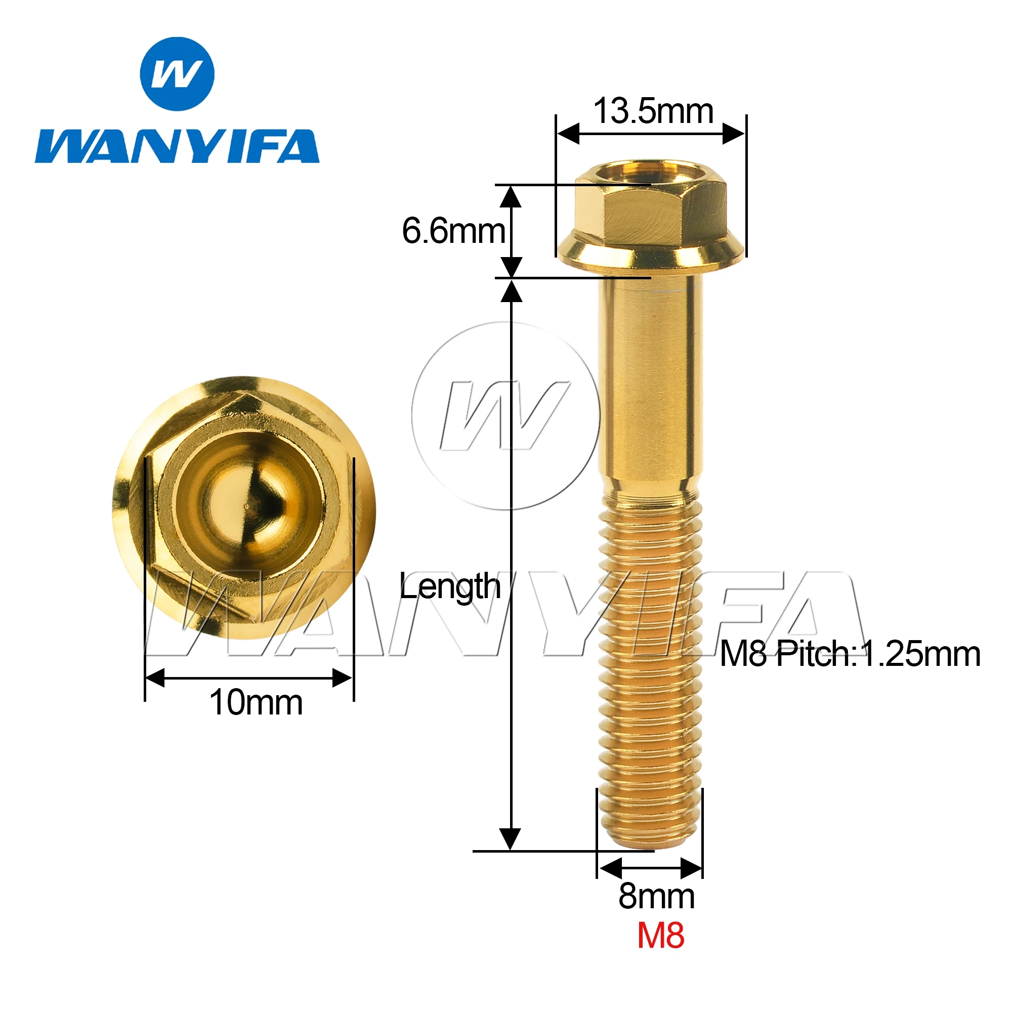 Wanyifa Titanium Bolt M8x15/20/25/30/35/40/45/55/60/65mm P1.25mm  Flange Hex Small Head Motorcycle  10/15pcs