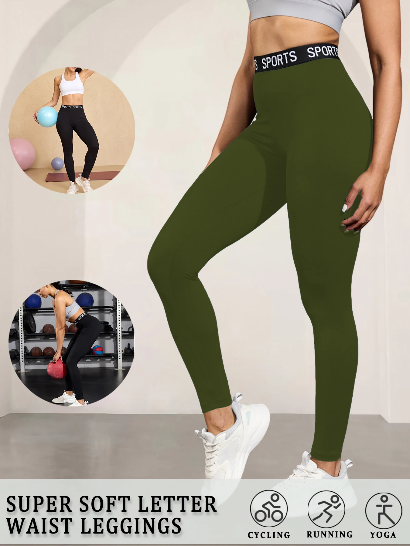 

Super Soft Letter Waist Leggings For Women No See Through Workout Running Yoga Athletic Push Up Gym Fitness Leggings Yoga