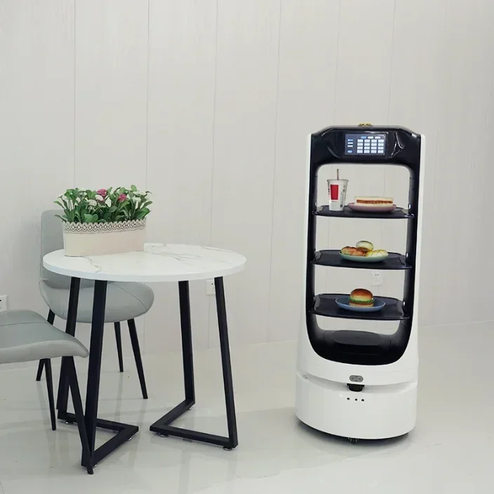 New Custom Hotel Restaurant Intelligent Unmanned Meal Delivery and Serving Robot Greeting  Leading