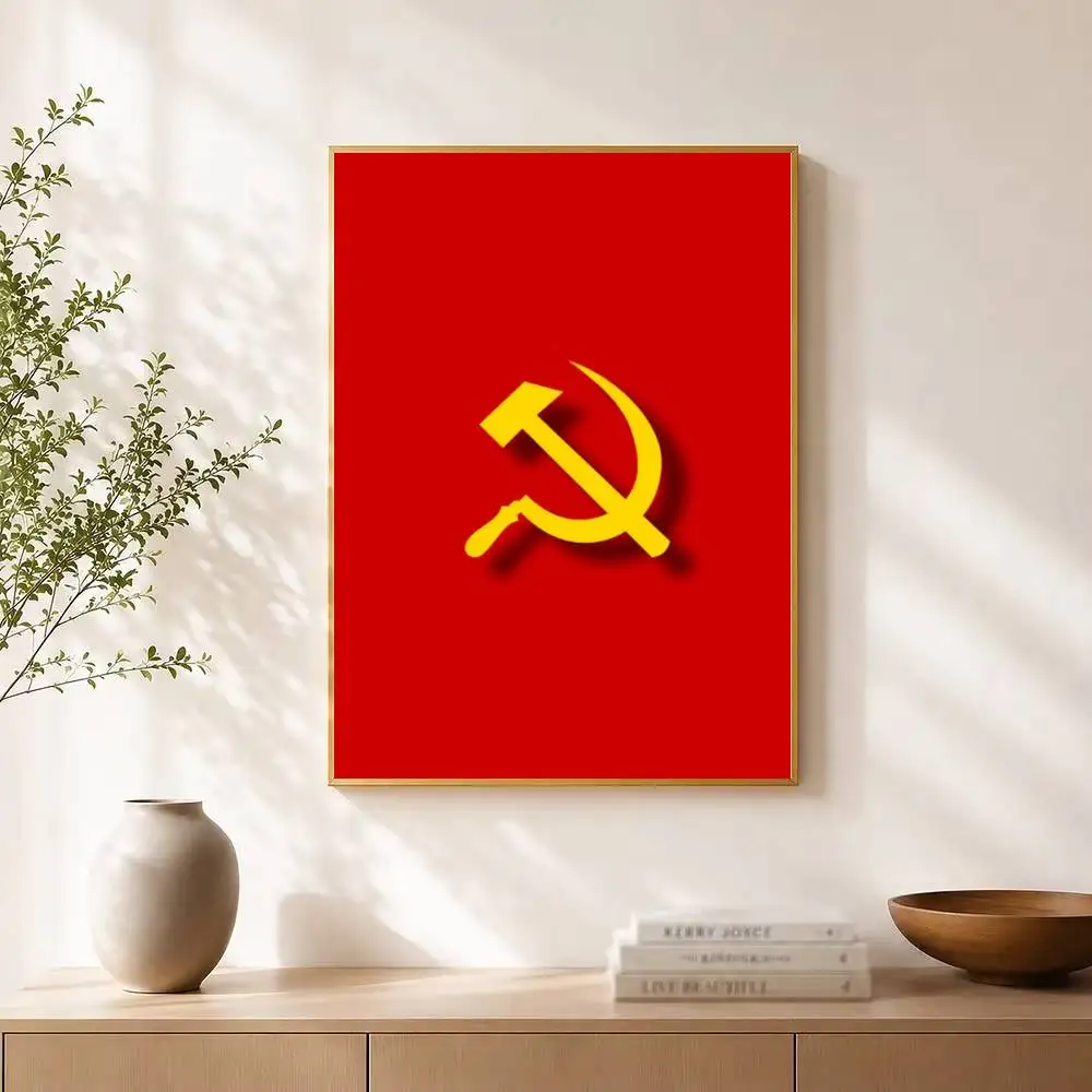 Flag USSR Poster High Quality Dorm Living Room Aesthetic Wall Decoration Painting Stickers Gift