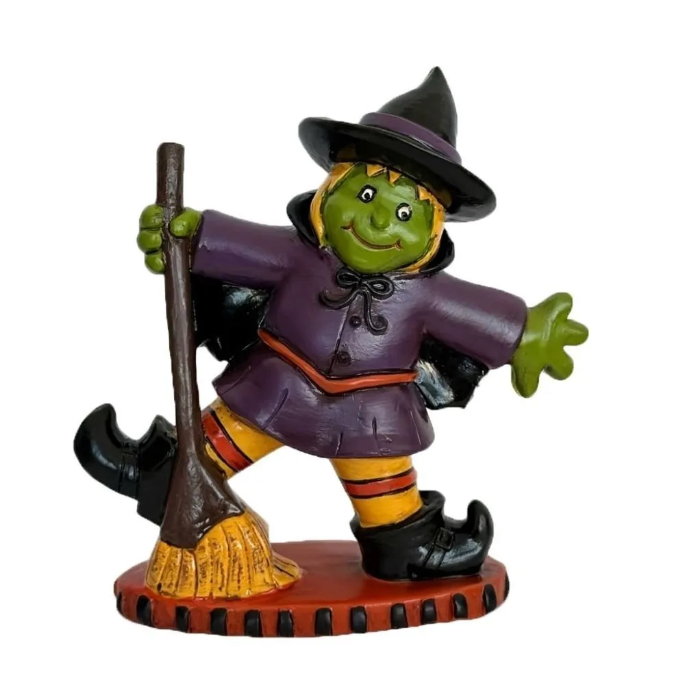 

Halloween Themed Halloween Witch Figurine Handicraft Resin Desk Witch Sculpture Collectible Funny Doll