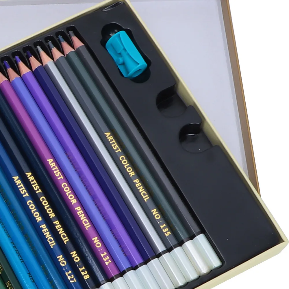 72 Colors Wood Soft Core Color Pencil Set Hexagonal High Color Saturation Oil Pastels Pencils with Boxes Even Color Laydown