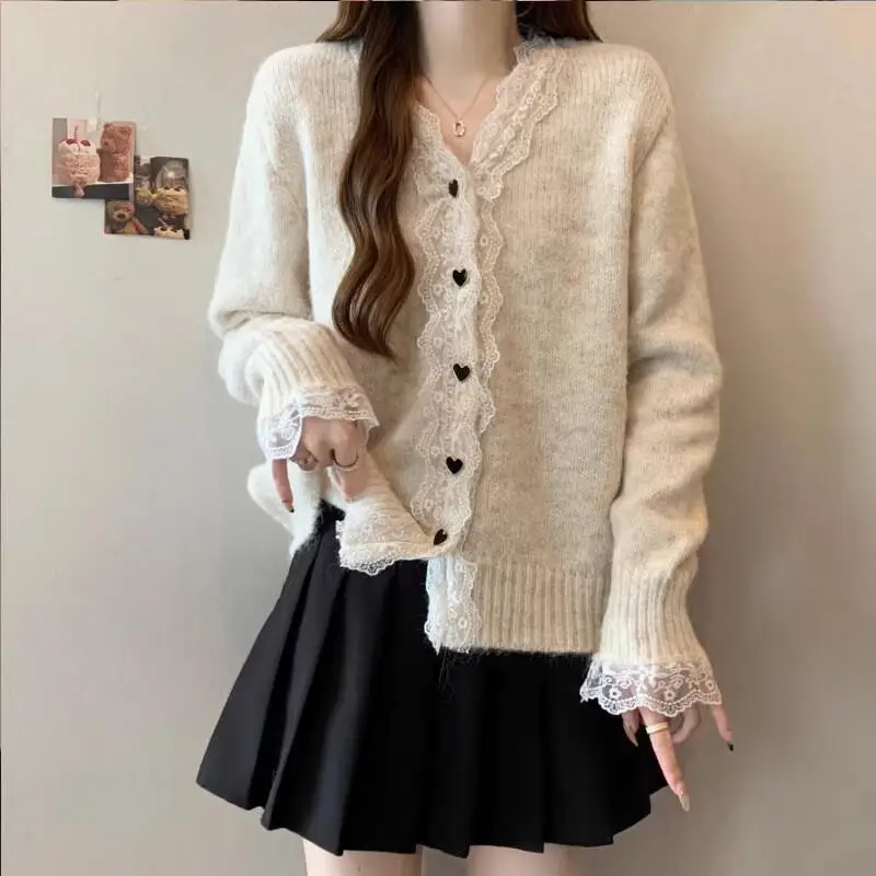 

Cardigan Sweater Coat korean popular women's clothes Knitwear Woman clothes winter 2025 Short Loose Thick cozy tops