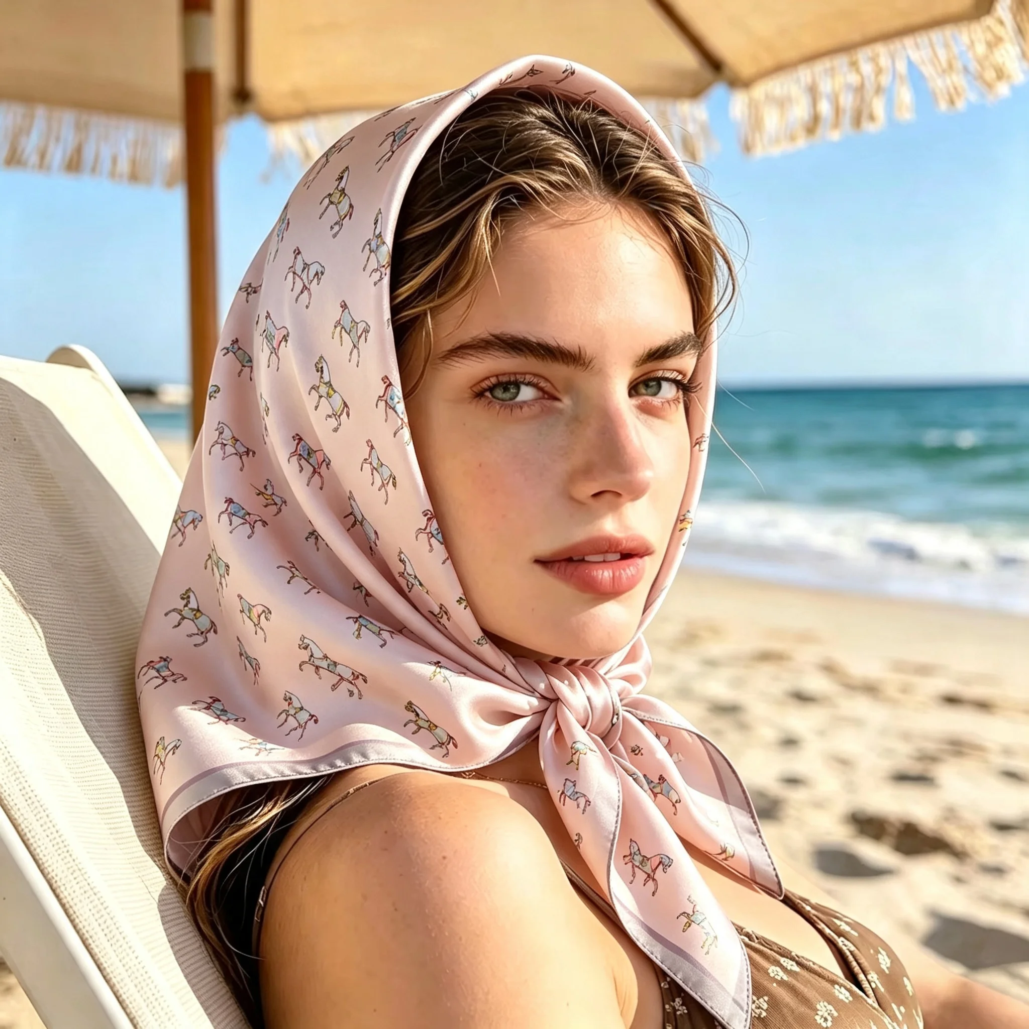 Headband Summer Knit - Summer Women's Imitation Silk Square Scarf