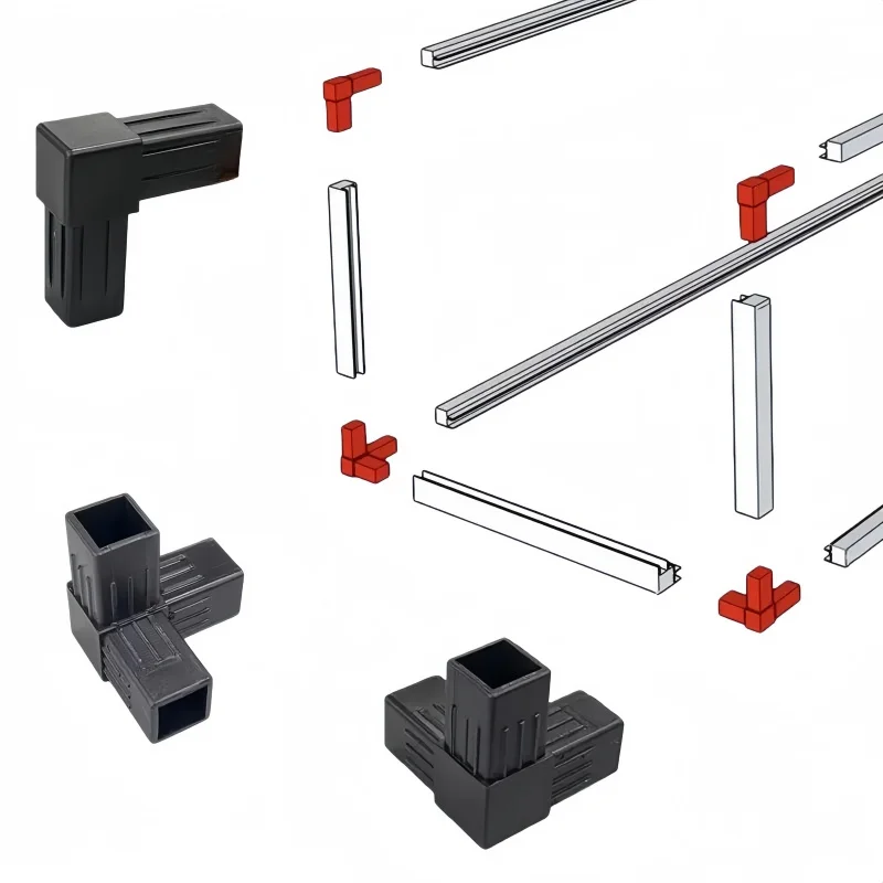 30/25/20MM Square Tube Connector Right Angle Three Two-Way Plastic Pipe Fitting for  Shelf Rack Guardrail Balconinet Fastening