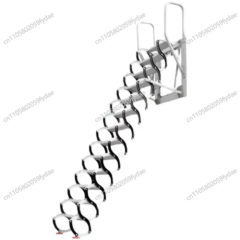 Durable Multifunctional Black Carbon Steel Aluminum Folding Retractable Staircase Thickened Invisible Indoor Family Apartment
