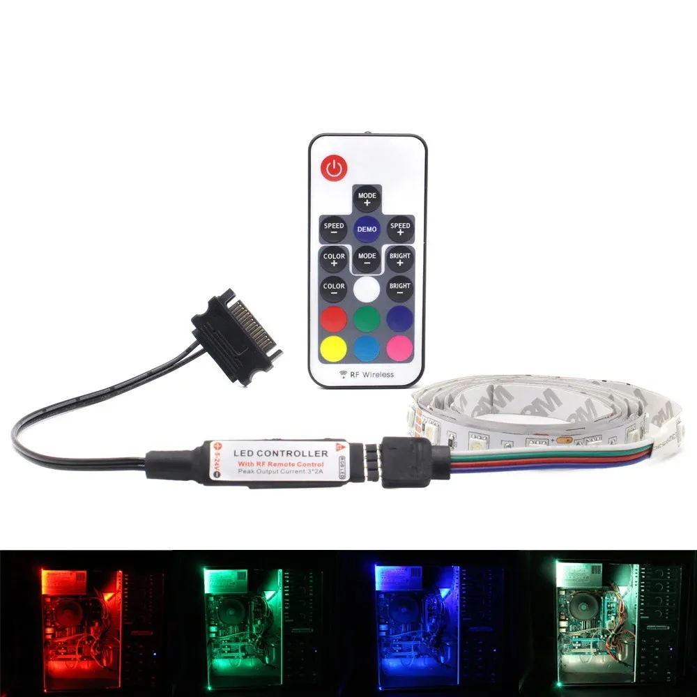 PC Housing LED RGB Strip Lights Computer Case 5050 LED Stripes PC Case 12V SATA Large 4Pin Interface Wireless Control RGB Strip