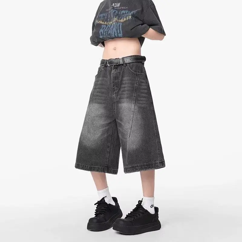 

Ретро-джинсы в американском стиле, летние, унисекс, свободные, универсальные, прямые, широкие, укороченные, модные