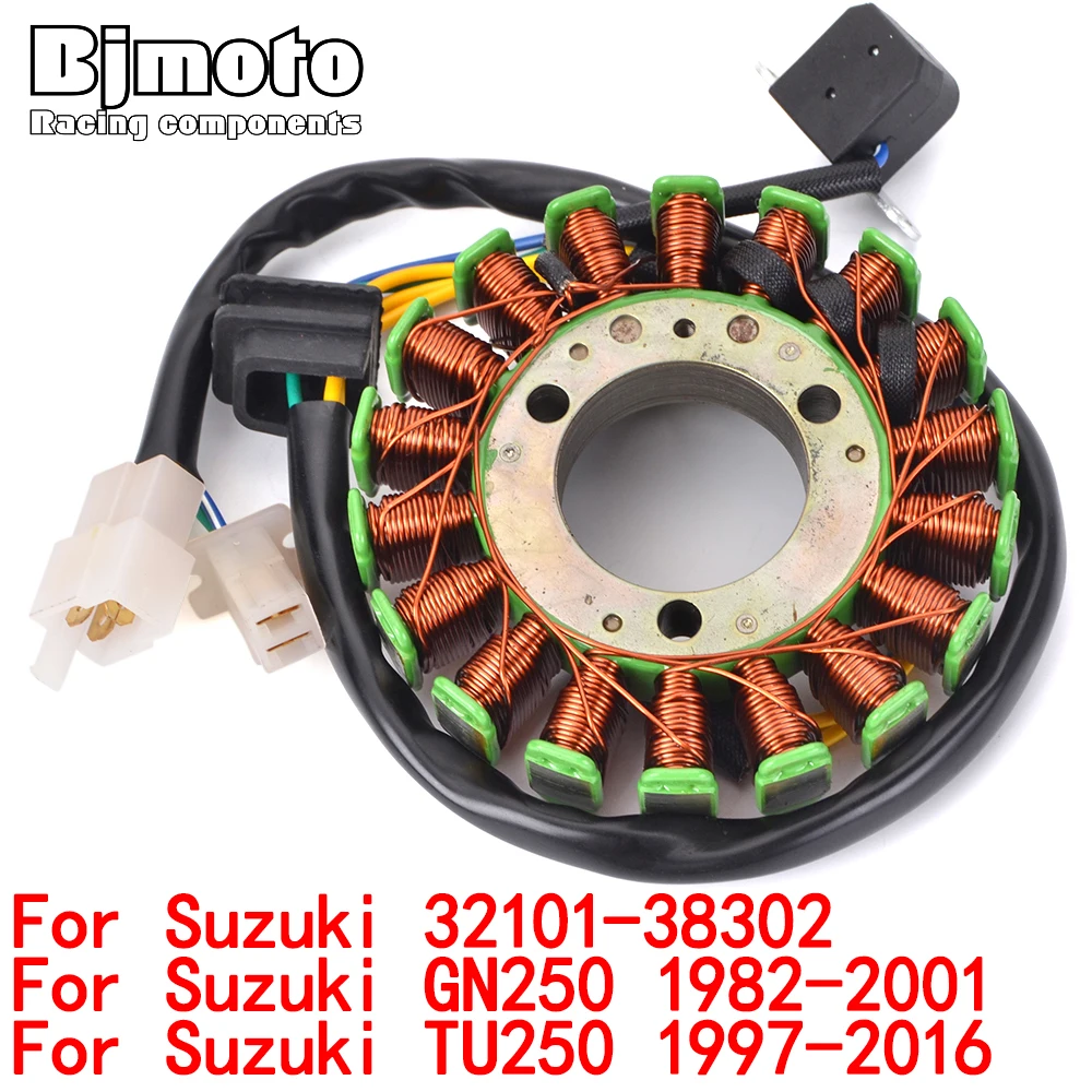 

Motorcycle Stator Coil For Suzuki 32101-38302 GN250 1982 1983 1984 1985-2001 TU250 1997 1998 1999 2000 2001-2016 GN-250 TU-250