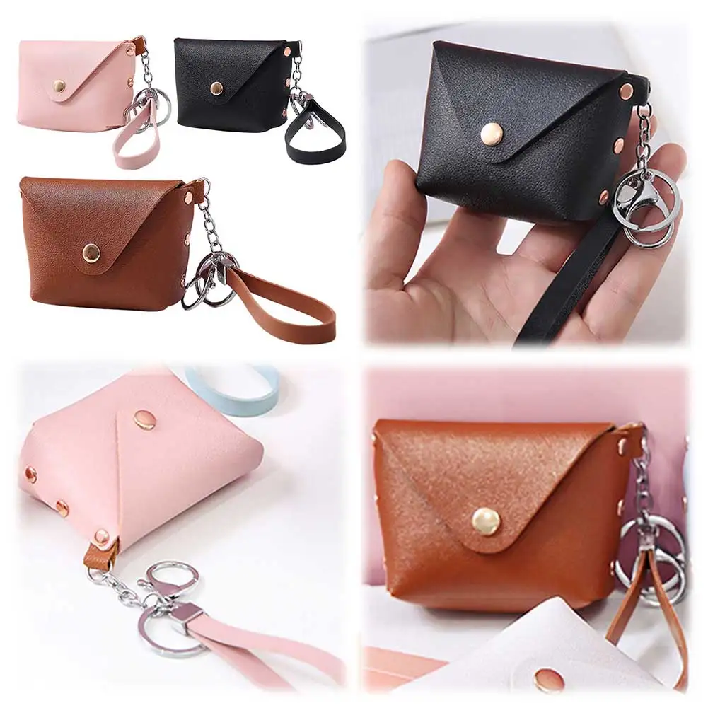 

Keychain Wallet for Women with Zipper Keychain Pouch PU Leather Trendy Small Wallet for Shopping Travel
