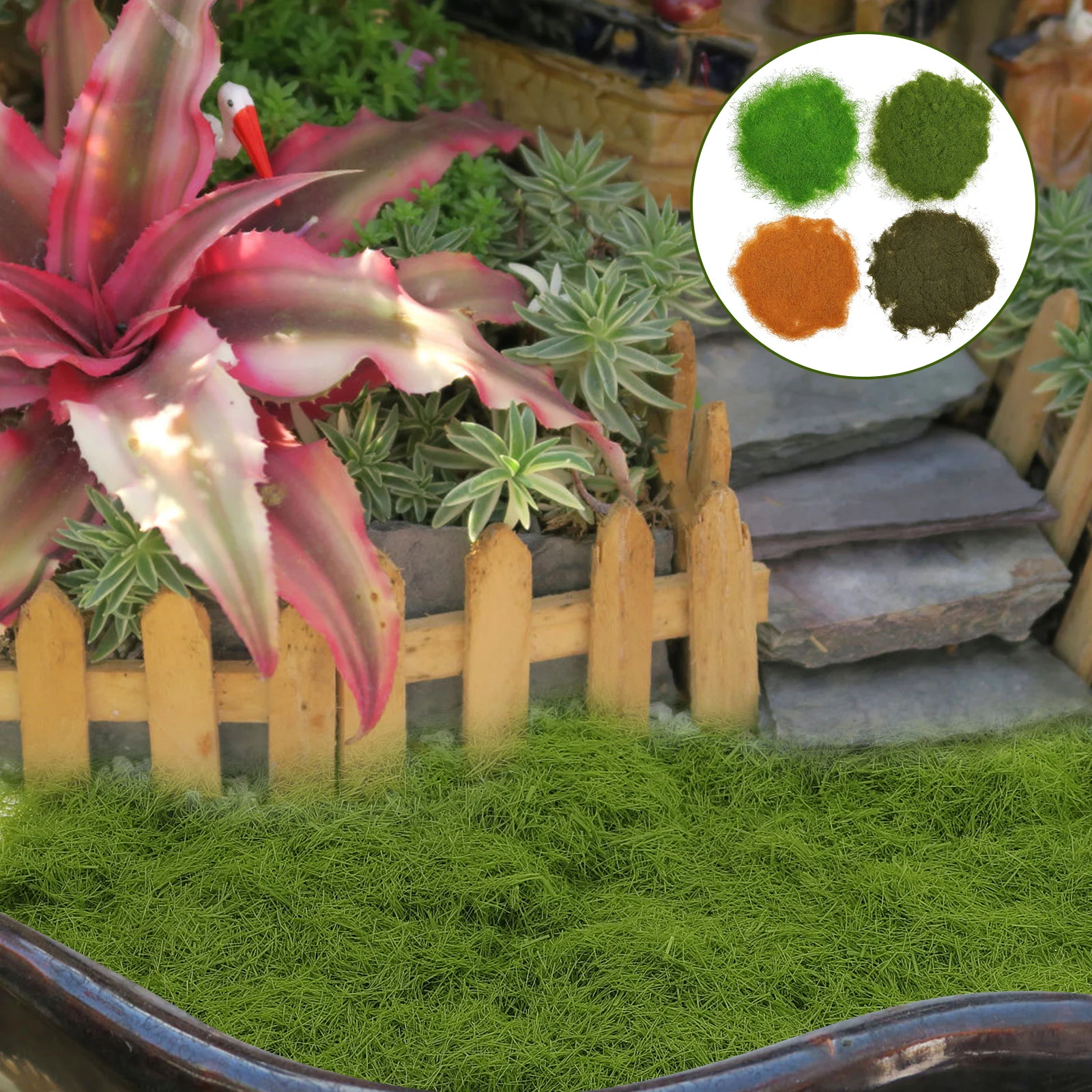 4 Packs Decor DIY Moss Powder Micro Landscape Live Bonsai Tree Manual Scene Layout Nylon Artificial for Crafts Planters