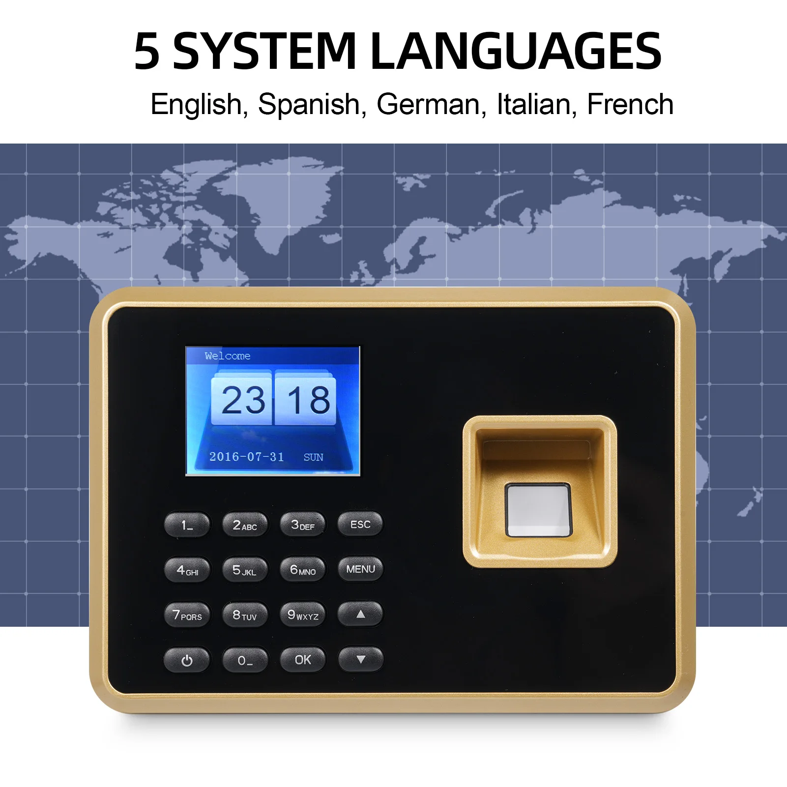 Bisofice Biometric Time Clock Attendance Machine for Employees Support 1000pcs Fingerprint/1000pcs Password
