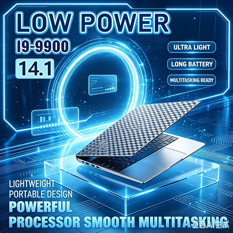 14.1 Inch Intel I9-9900 Low Power Laptop Ultra Light Long Battery Portable Notebook Smooth Multitasking for Office Study