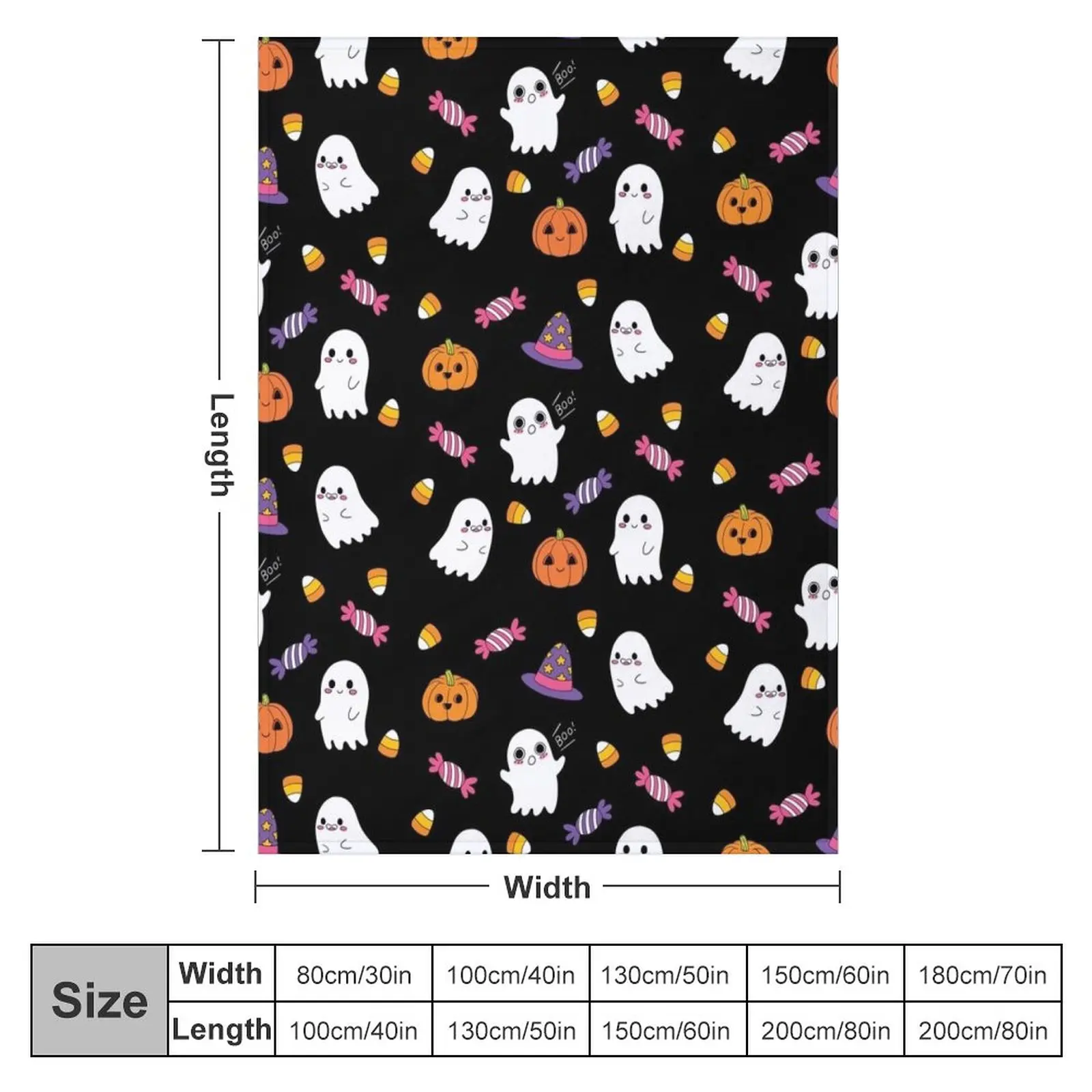 Cute Spoopy Ghosts and Halloween Candy Throw Blanket Furry Blanket cosplay anime Custom Blanket